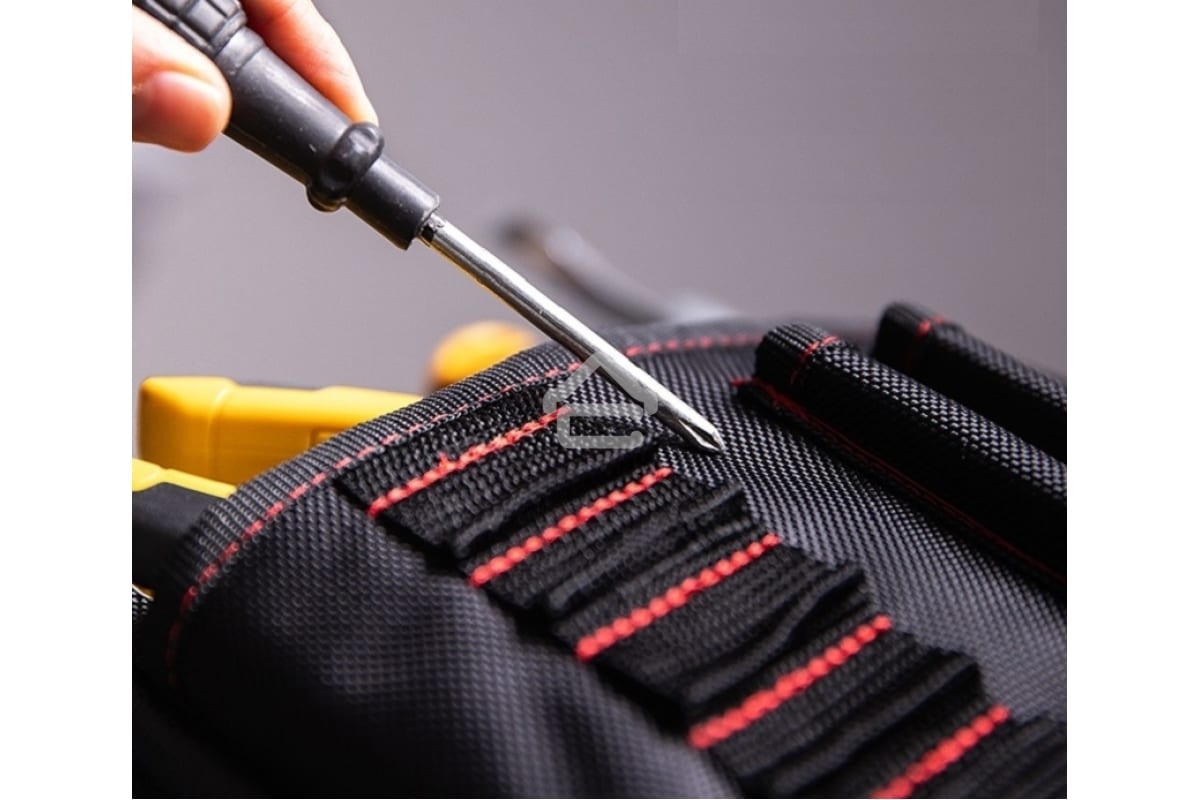 Поясная сумка монтажника Deli DL5865 250 x 250 x 110мм, 7 карманов, ткань Оксфорд 1680D, кожанные боковые карманы