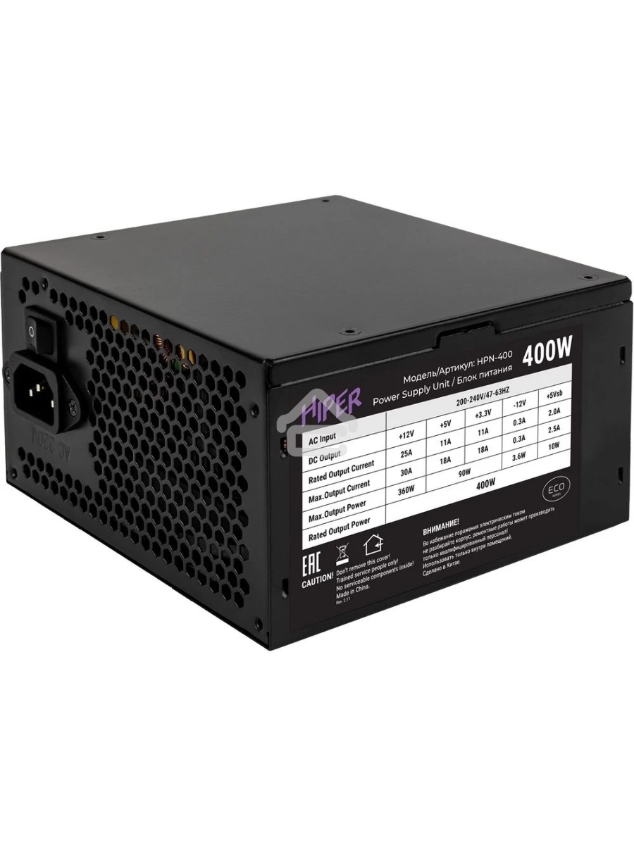 Блок питания HIPER ECO HPN-400, 400Вт, 120мм, черный