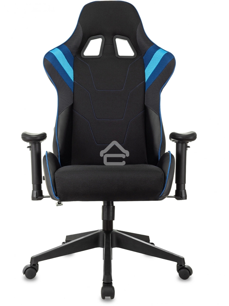Кресло игровое Бюрократ VIKING 4 AERO BLUE черный/синий, искусст.кожа/ткань, две подушки