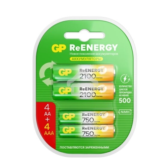 Аккумулятор GP 210AAHC АА+75AAAHC AAA NiMH 2000mAh (4шт)