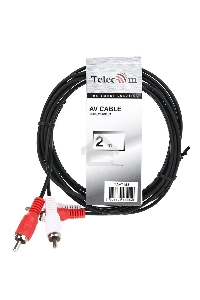 Кабель соединительный 2xRCA (M) - 2xRCA (M) черный 2m, Telecom <TAV7158-2M>