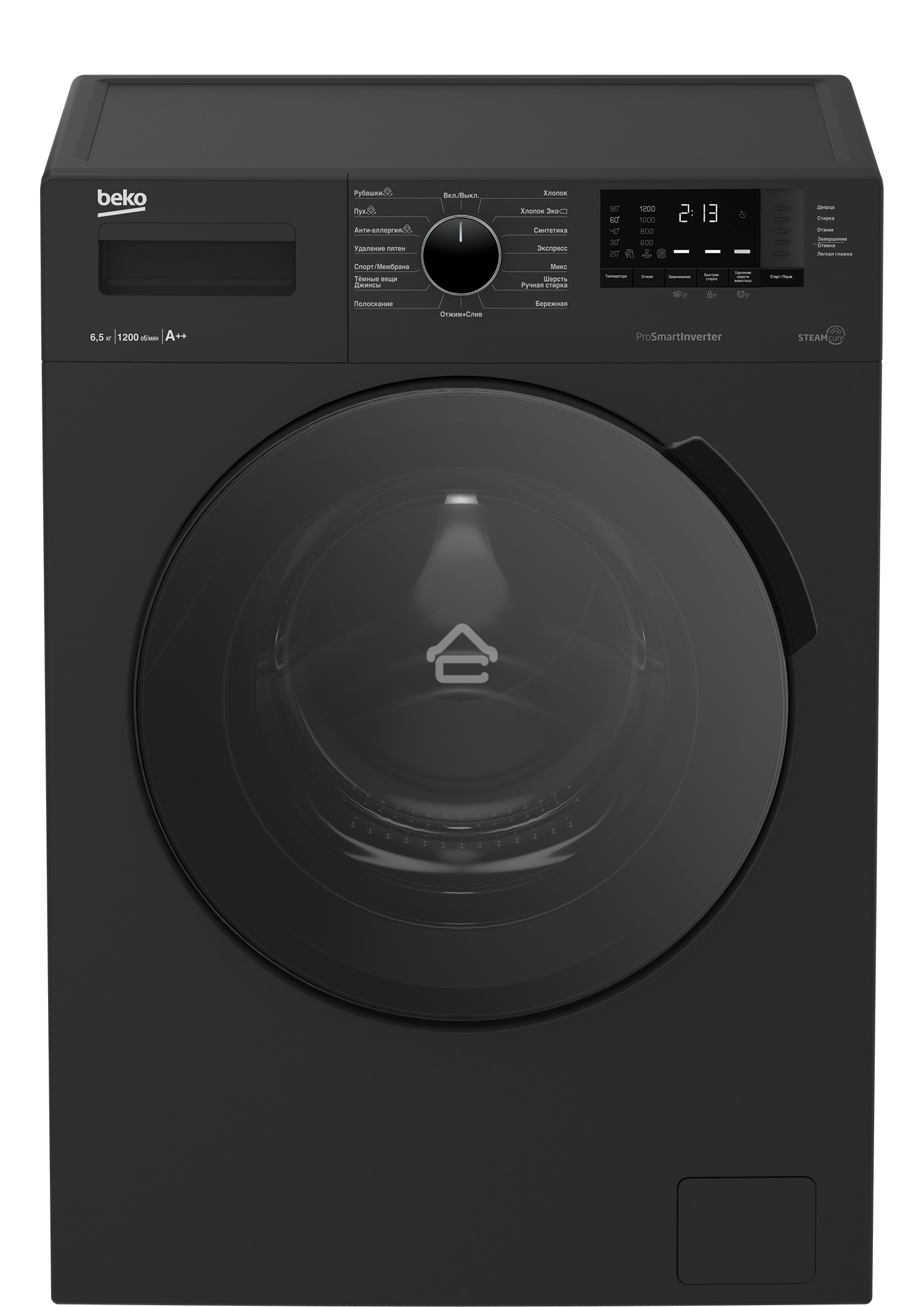 Стиральная машина Beko WSPE 6H612A черный, загрузка фронтальная 6,5 кг, 1200 об/мин., класс: А++