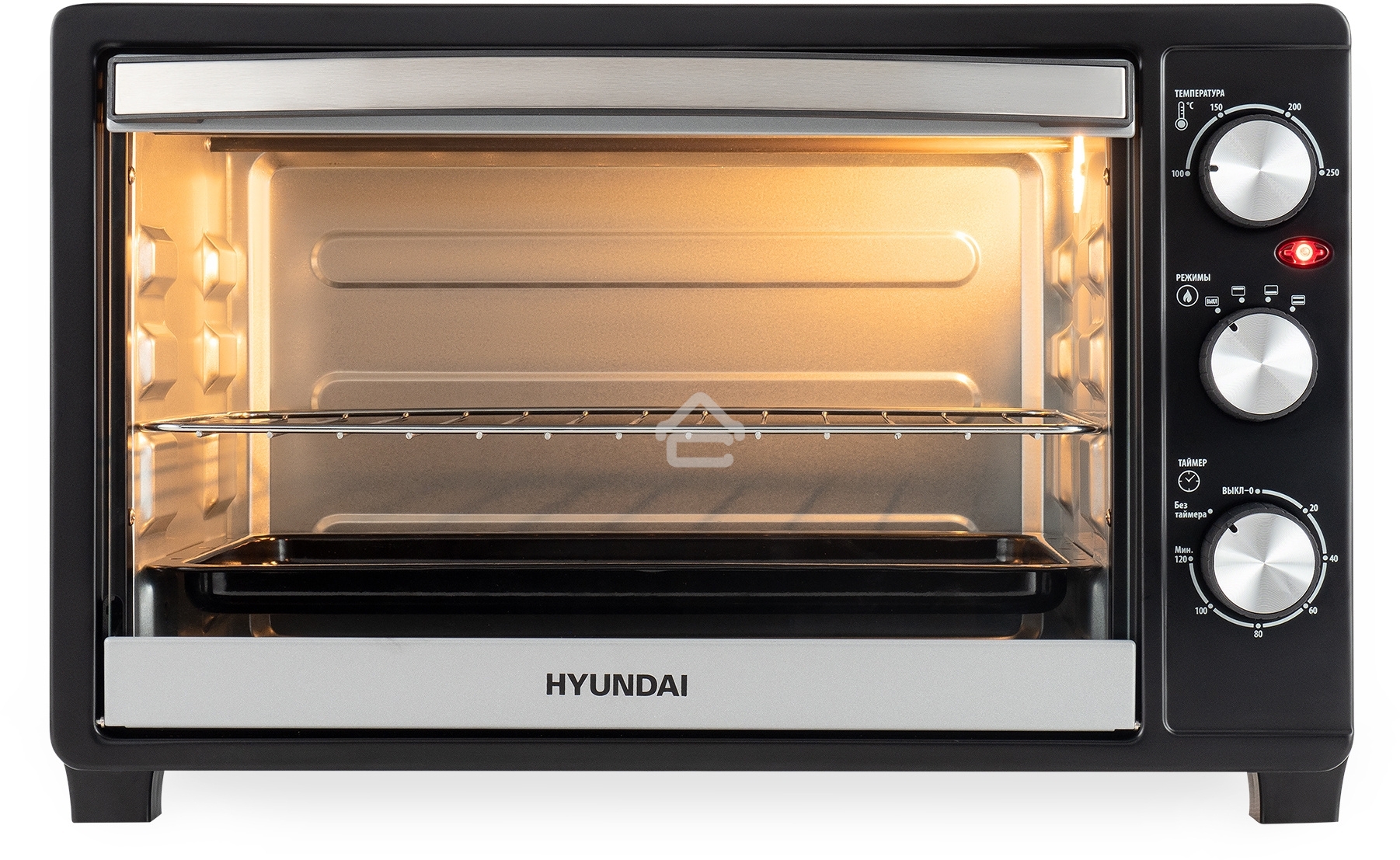 Мини-печь Hyundai MIO-HY074 30л. 1500Вт серебристый/черный