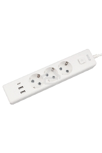 Бытовой удлинитель PowerCube, 3р с/з вык.,3USB, 3500 Вт, 16А, 1.9 м, 3*1,0 (белый) PC-5-2M