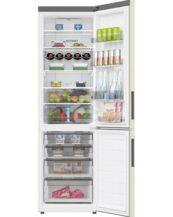 Холодильник Haier C2F637CCGU1 бежевый, двухкамерный, 278/108л, морозилка снизу, No Frost
