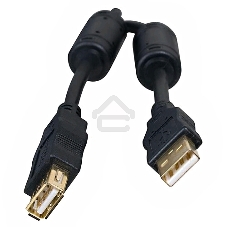 Кабель 5bites UC5011-030A USB2.0, AM/AF, зол.разъемы, ферр.кольца, 3м., черный