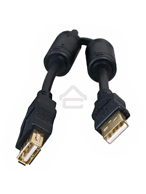 Кабель 5bites  UC5011-030A USB2.0, AM/AF, зол.разъемы, ферр.кольца, 3м., черный