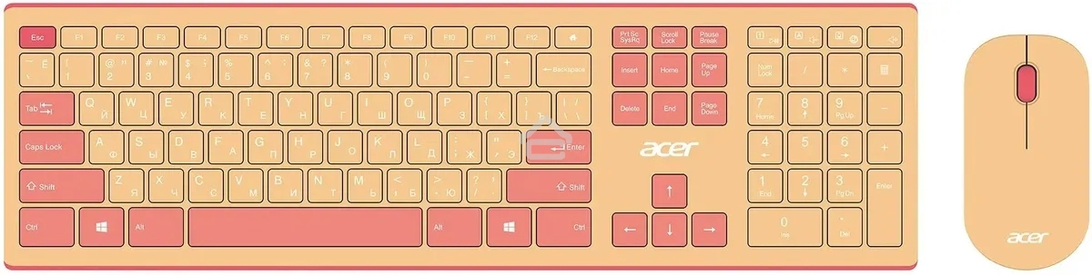 Клавиатура + мышь Acer OCC205 беспроводной USB, 1200 dpi, розовый/бежевый