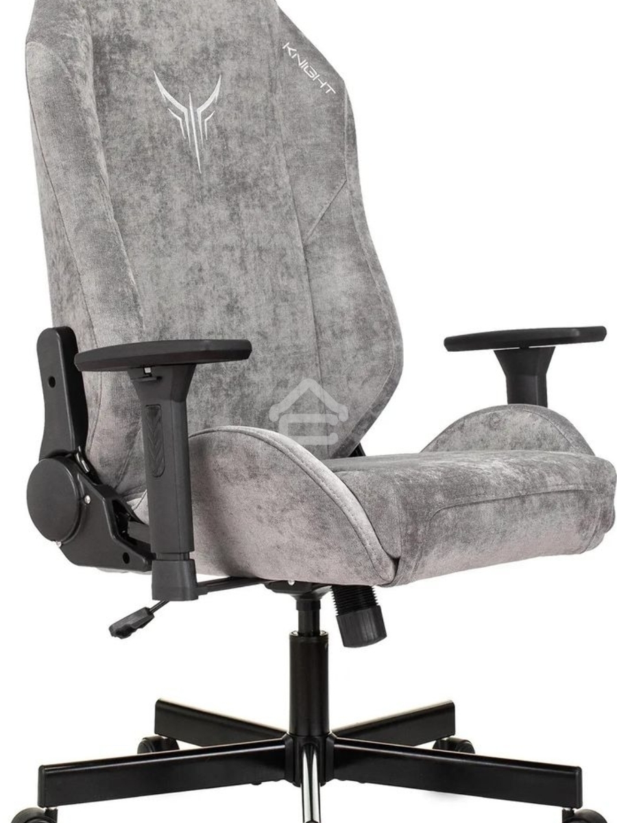 Кресло игровое Knight N1 Fabric серый Light-19 с подголов. крестовина металл