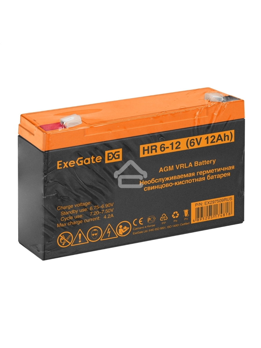 Аккумуляторная батарея ExeGate HR 6-12 (6V 12Ah, клеммы F2)