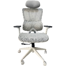 Кресло компьютерное Cactus CS-CHR-MC02GY серый, сетка, эко.кожа, с подголов. крестов. пластик белый