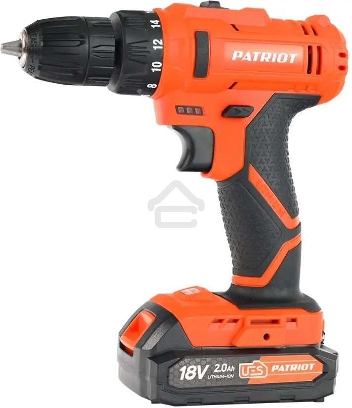 Дрель-шуруповерт Patriot BR 187UES, Аккумуляторная, 18В, 2 АКБ, Кейс