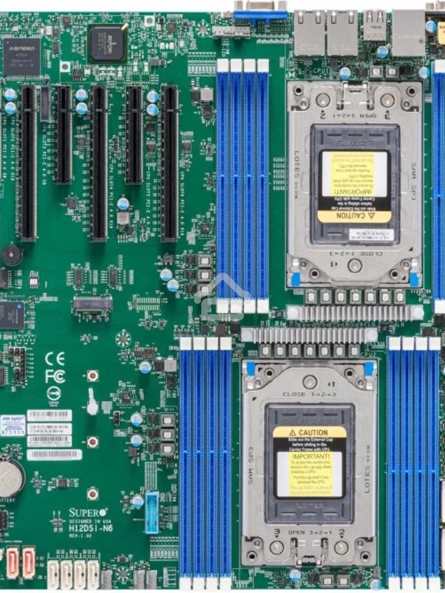 Серверная материнская плата SuperMicro H12DSI-N6-B, сокет SP3, 16xDDR4, 6xPCIe 4.0 x16, 10xSATA, M.2, 2xGigabit Ethernet, 2xUSB 2.0, 2xUSB 3.0, VGA, 24-pin, eATX