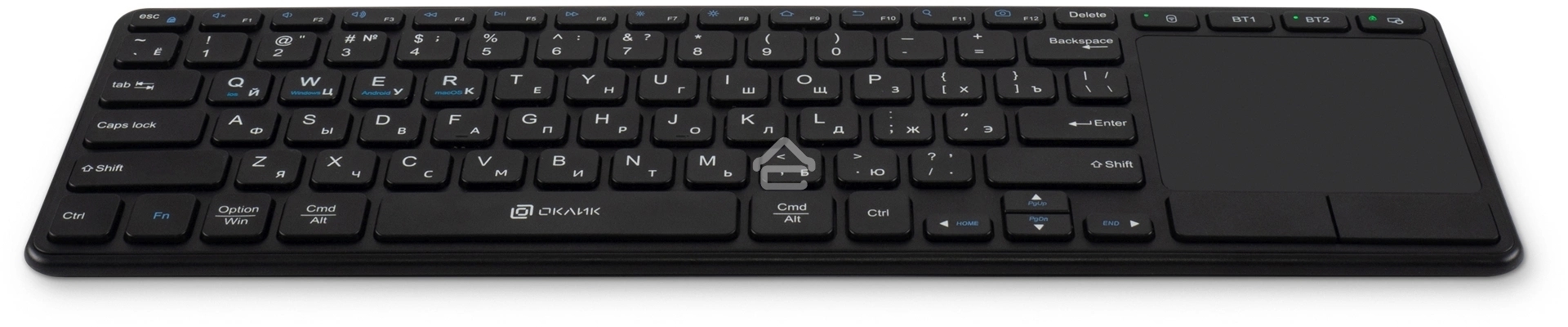 Клавиатура беспроводная Oklick K614W черный USB slim Multimedia Touch (1979327)