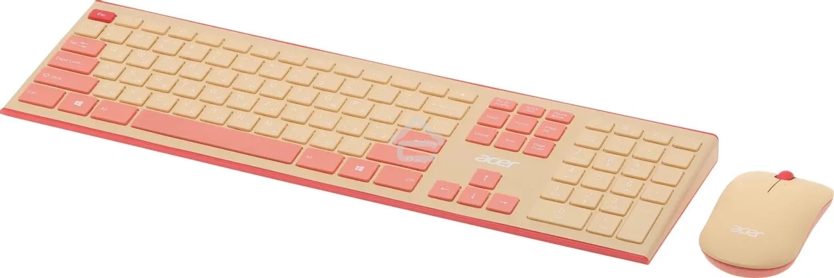 Клавиатура + мышь Acer OCC205 беспроводной USB, 1200 dpi, розовый/бежевый
