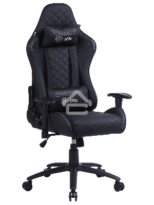 Кресло игровое Cactus CS-CHR-030BL черный, сиденье черный, эко.кожа, с подголов. крестовина металл, пластик черный
