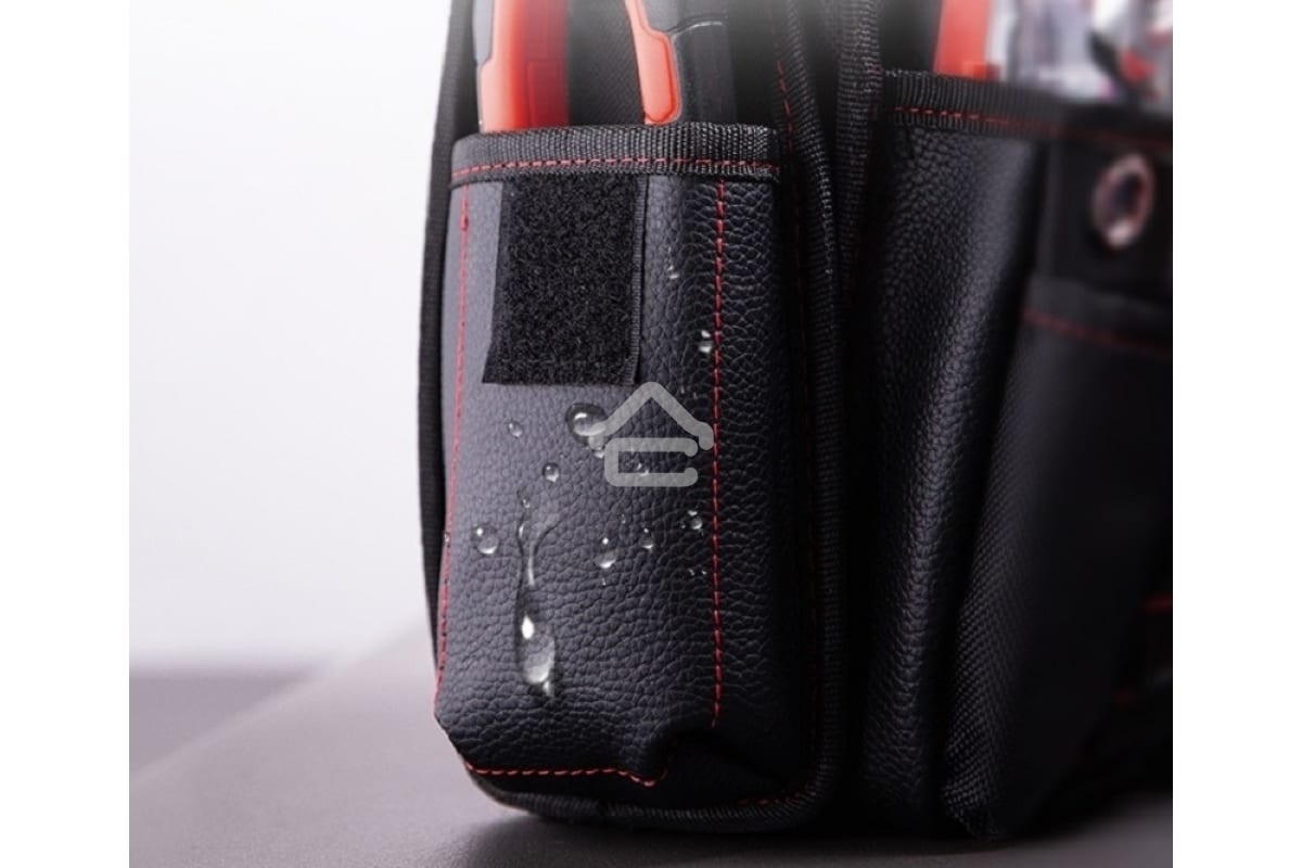 Поясная сумка монтажника Deli DL5865 250 x 250 x 110мм, 7 карманов, ткань Оксфорд 1680D, кожанные боковые карманы