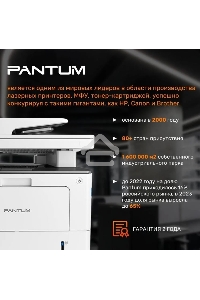 МФУ лазерный Pantum BM5100ADW, A4, ч/б, печ. до 40 стр/мин., скан. до 24 стр/мин., 1200x1200dpi, USB, RJ-45, Wi-Fi