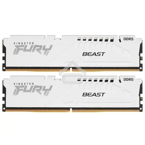 Оперативная память Kingston Fury Beast, DDR5, 64Gb (2x32 GB), 5600 MHz, CL36, DIMM, радиатор, белый