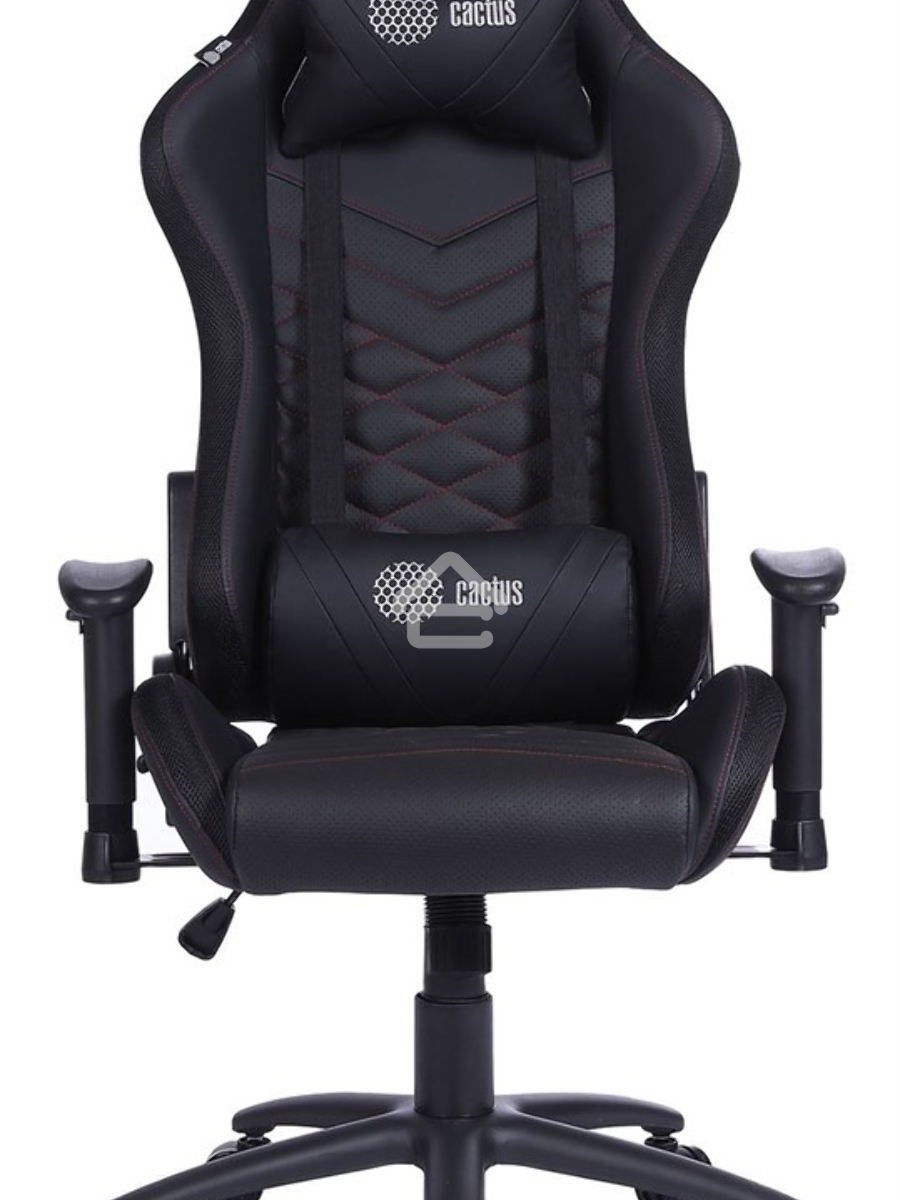 Кресло игровое Cactus CS-CHR-0099BLR черный/красный, сиденье черный/красный, эко.кожа, с подголов. крестовина металл, пластик черный
