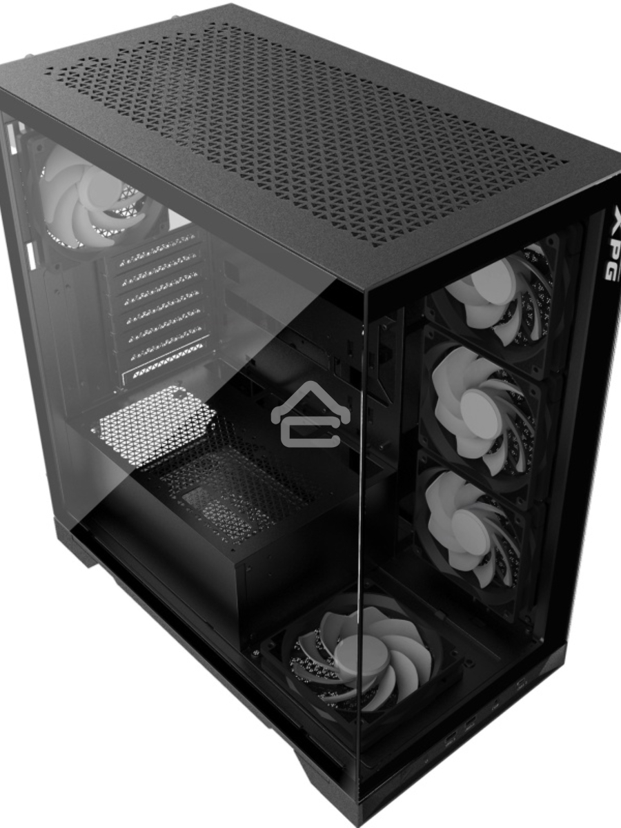 Компьютерный корпус XPG INVADER X BLACK (INVADERXMT-BKCWW) Mid-Tower Gaming ATX PC Case with Panoramic View, Tempered Glass Panels, and RGB Lighting Black