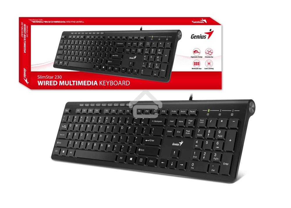 Клавиатура проводная Genius SlimStar 230II 31310048402, USB, черный
