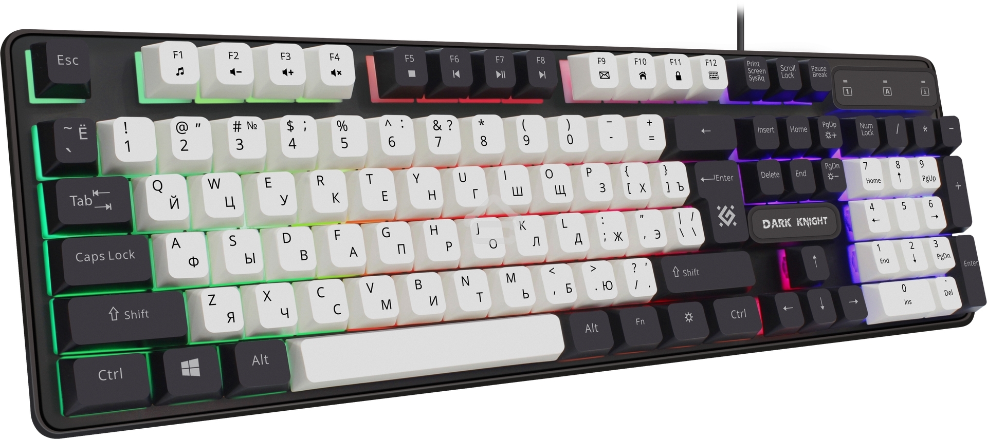 Клавиатура проводная Defender Dark Knight R GK-077, USB, черный/белый