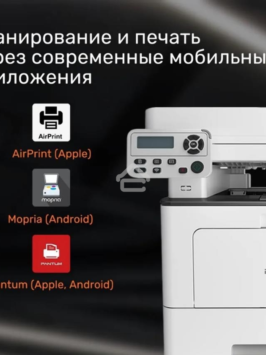 МФУ лазерный Pantum BM5100ADW, A4, ч/б, печ. до 40 стр/мин., скан. до 24 стр/мин., 1200x1200dpi, USB, RJ-45, Wi-Fi