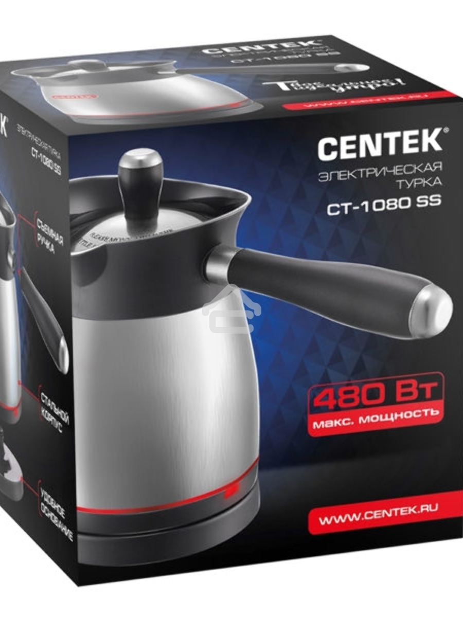 Кофеварка-турка электрическая Centek CT-1080 SS металл, исп. кофе - молотый, 0.5 л, 480 Вт