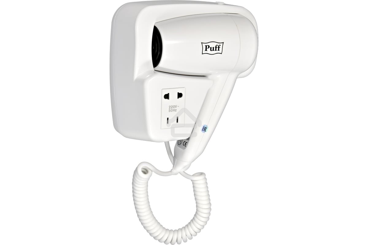 Фен для волос Puff-1200B 1405.002 1.2кВт белый с доп. розеткой