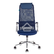 Кресло руководителя Бюрократ KB-9N/DB/TW-10N синий TW-01 TW-11 сетка крестовина хром