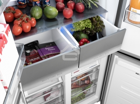 Холодильник Weissgauff WCD 450 Rock Glass NoFrost Inverter графит темный трехкамерный 287/163л морозилка снизу, No Frost, Side by Side