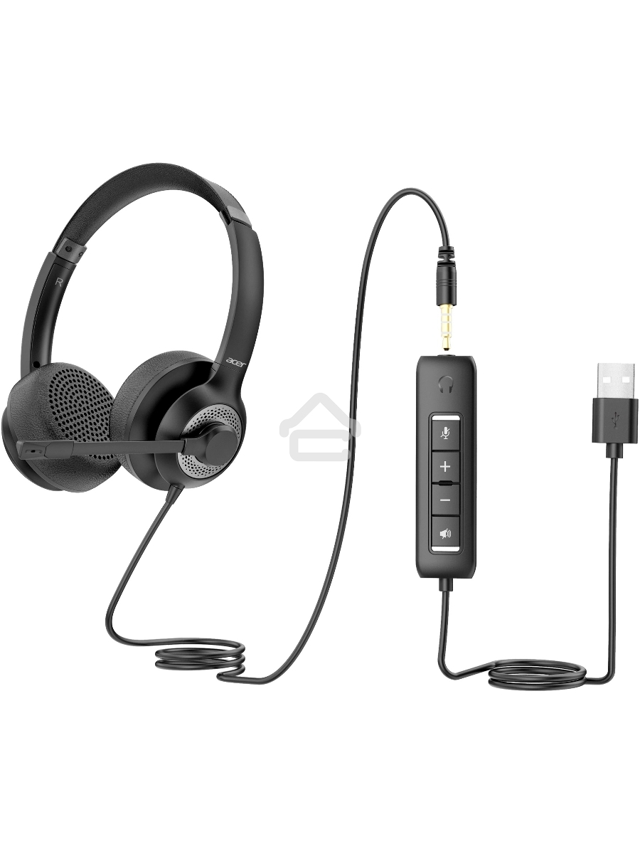 Наушники с микрофоном Acer OHW309 черный 1.6м накладные USB оголовье (ZL.HDSEE.004)