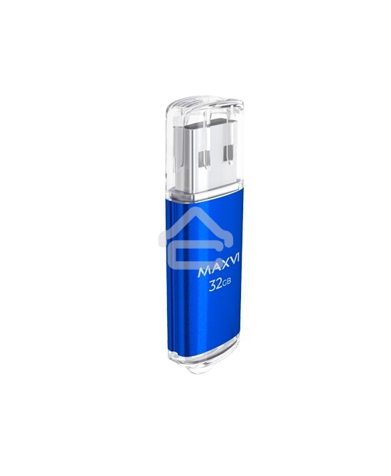 Флешка USB R/W Maxvi MP 32GB USB 2.0 blue, монолит с колпачком, металл + ABS пластик