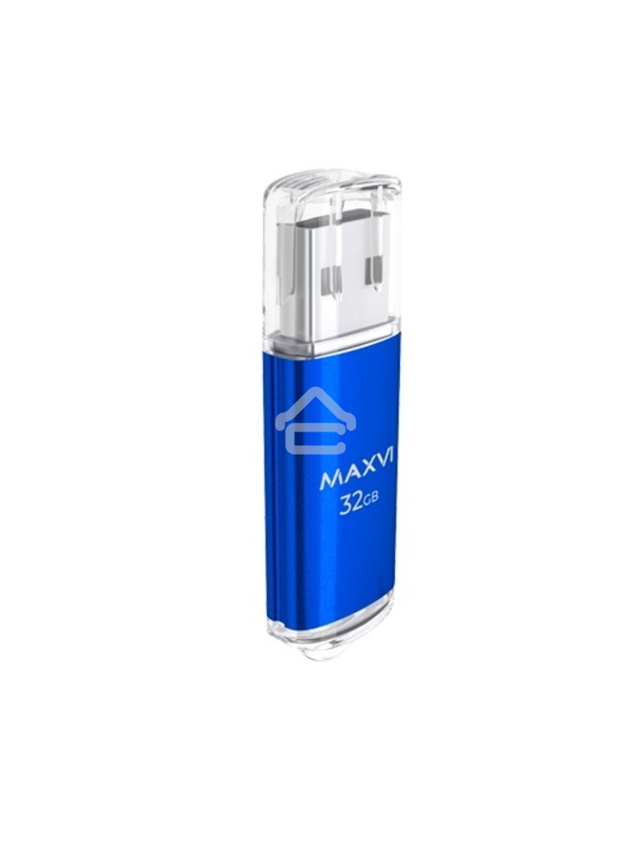 Флеш диск Maxvi MP 32GB USB 2.0 blue, монолит с колпачком, металл + ABS пластик