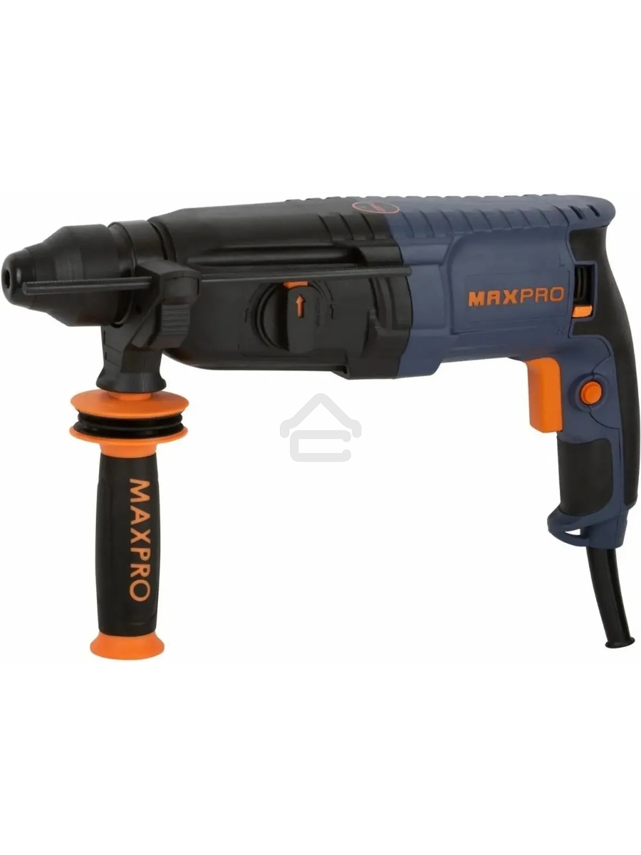 Перфоратор монтажный MAX-PRO MPRH800/26VP 800Вт, 0-1100 об/мин, 2,8 Дж, 3 режима, Д/Б/М-30/26/13, 3,4 кг, SDS-PLUS, антивибрационная ручка, резиновые вставки, рез
