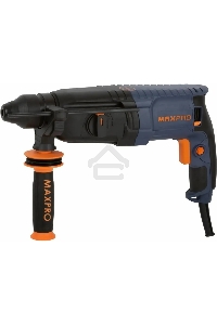 Перфоратор монтажный MAX-PRO MPRH800/26VP 800Вт, 0-1100 об/мин, 2,8 Дж, 3 режима, Д/Б/М-30/26/13, 3,4 кг, SDS-PLUS, антивибрационная ручка, резиновые вставки, рез