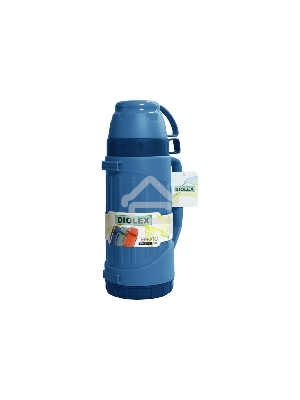 Термос Diolex DXP-600-3BU 600 мл, синий, пластиковый со стеклянной колбой