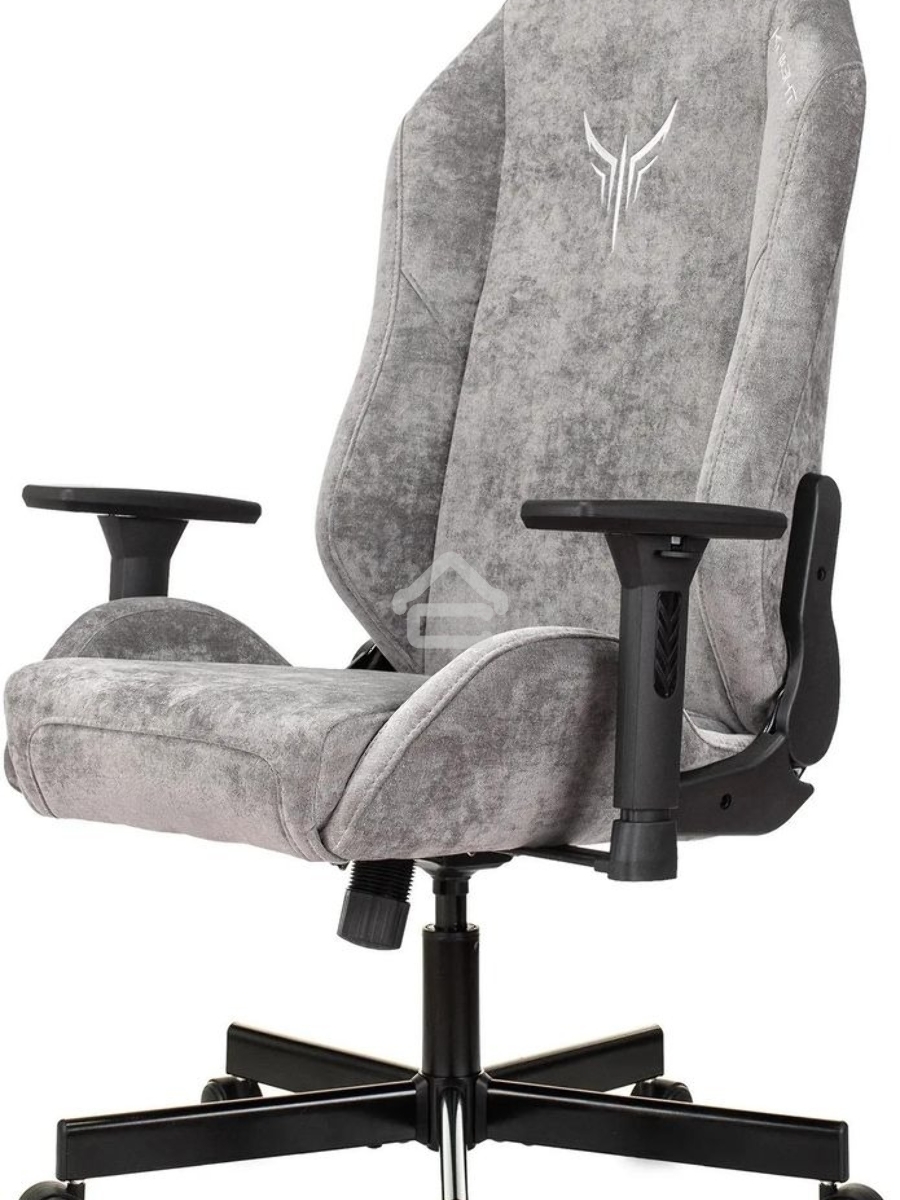 Кресло игровое Knight N1 Fabric серый Light-19 с подголов. крестовина металл