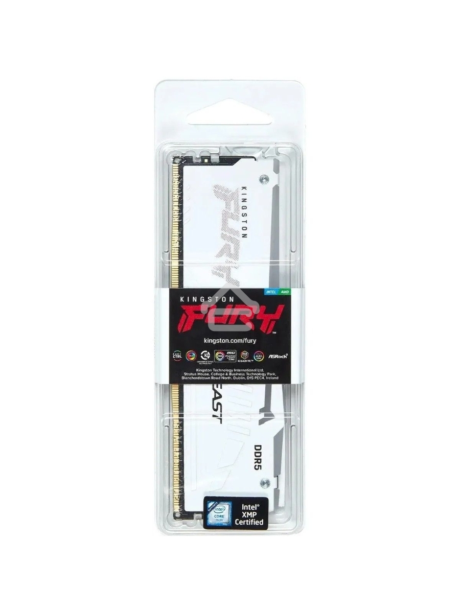 Оперативная память Kingston Fury Beast, DDR5, 32GB (1x32 GB), 6400 MHz, CL32, DIMM, радиатор, RGB, белый