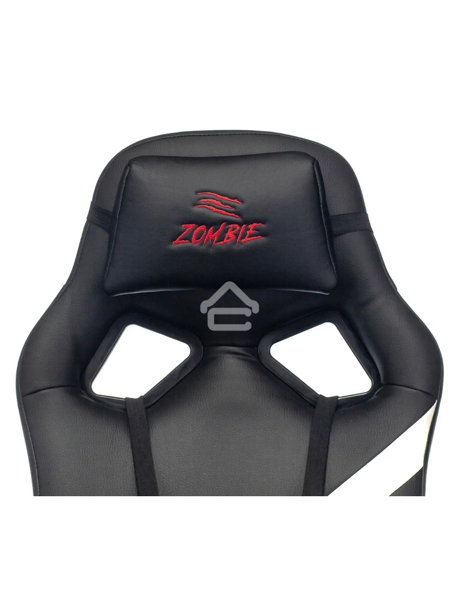 Кресло игровое Zombie DRIVER черный/белый, искусственная кожа, с подголов. крестовина пластик