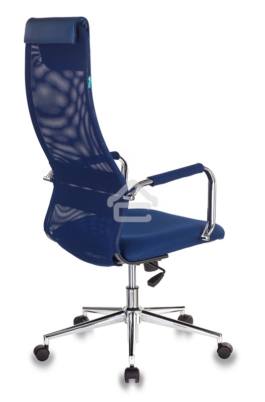 Кресло руководителя Бюрократ KB-9N/DB/TW-10N синий TW-01 TW-11 сетка крестовина хром
