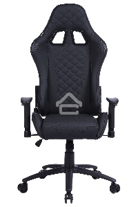 Кресло игровое Cactus CS-CHR-030BL черный, сиденье черный, эко.кожа, с подголов. крестовина металл, пластик черный