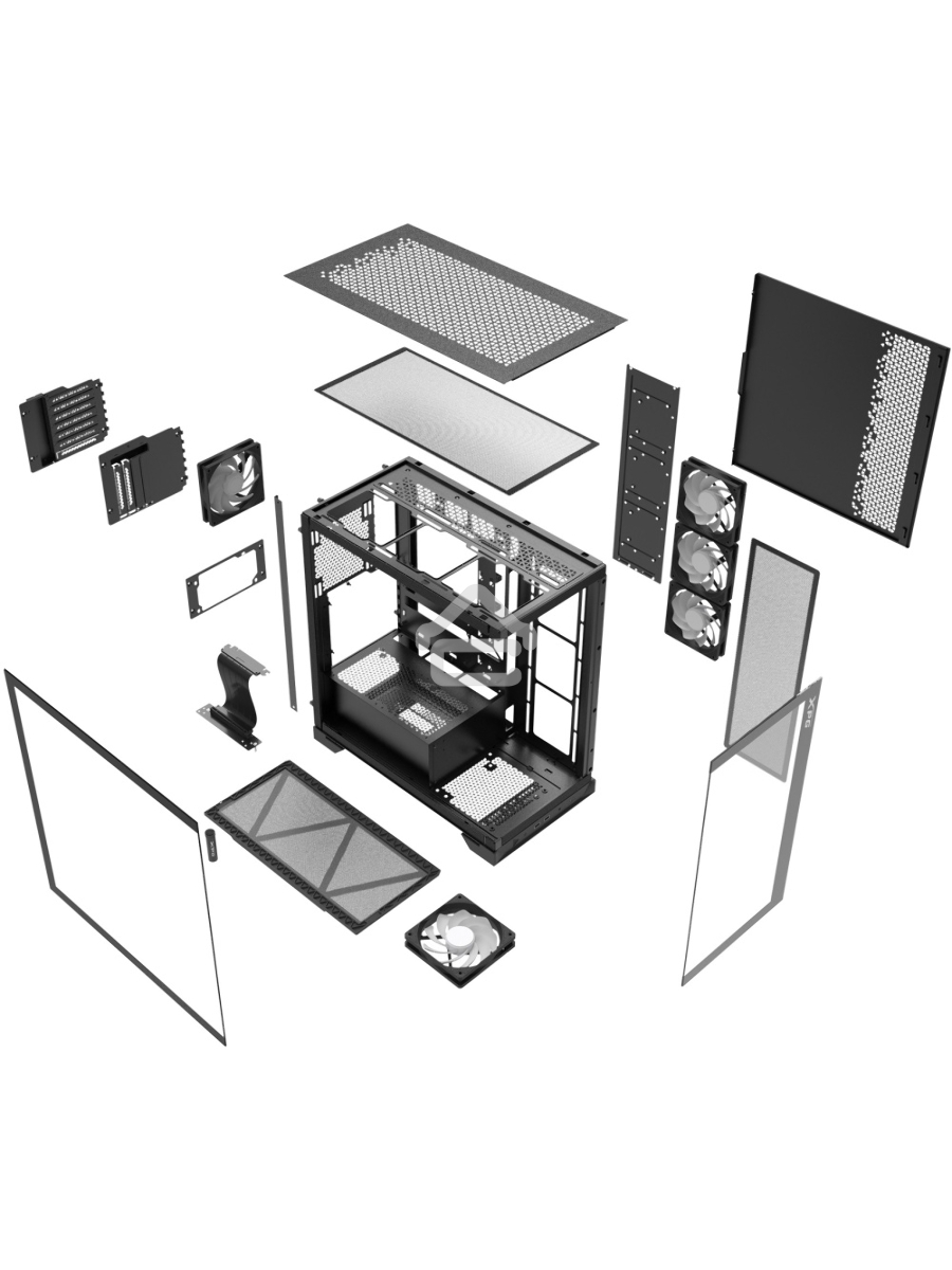 Компьютерный корпус XPG INVADER X BLACK (INVADERXMT-BKCWW) Mid-Tower Gaming ATX PC Case with Panoramic View, Tempered Glass Panels, and RGB Lighting Black