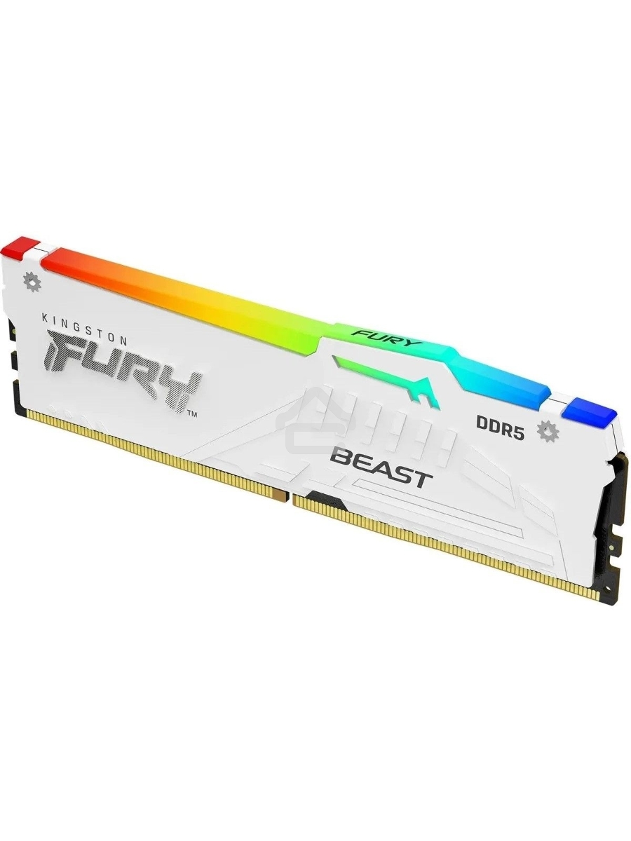 Оперативная память Kingston Fury Beast, DDR5, 32GB (1x32 GB), 6400 MHz, CL32, DIMM, радиатор, RGB, белый