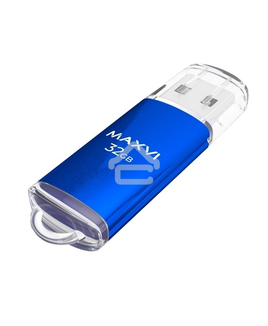 Флешка USB R/W Maxvi MP 32GB USB 2.0 blue, монолит с колпачком, металл + ABS пластик
