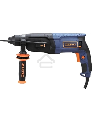 Перфоратор монтажный MAX-PRO MPRH800/26VP 800Вт, 0-1100 об/мин, 2,8 Дж, 3 режима, Д/Б/М-30/26/13, 3,4 кг, SDS-PLUS, антивибрационная ручка, резиновые вставки, рез