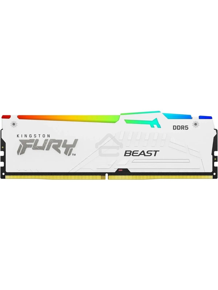 Оперативная память Kingston Fury Beast, DDR5, 32GB (1x32 GB), 6400 MHz, CL32, DIMM, радиатор, RGB, белый