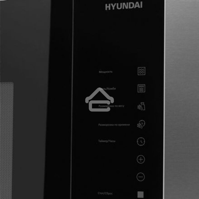 Микроволновая печь встраиваемая Hyundai HBW 2560 IX нержавеющая сталь/черный, 25 л, 900 Вт, переключатели - сенсор