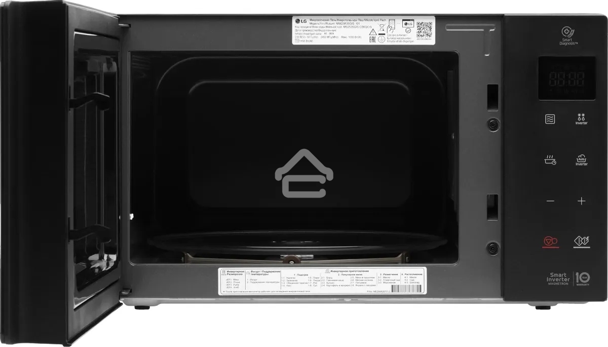 Микроволновая печь LG MW25R35GIS черный, 25 л, 1000 Вт, переключатели - сенсор